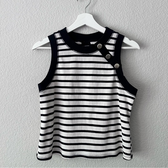 Who What Wear Black and White Striped Tank Top - Picture 1 of 6